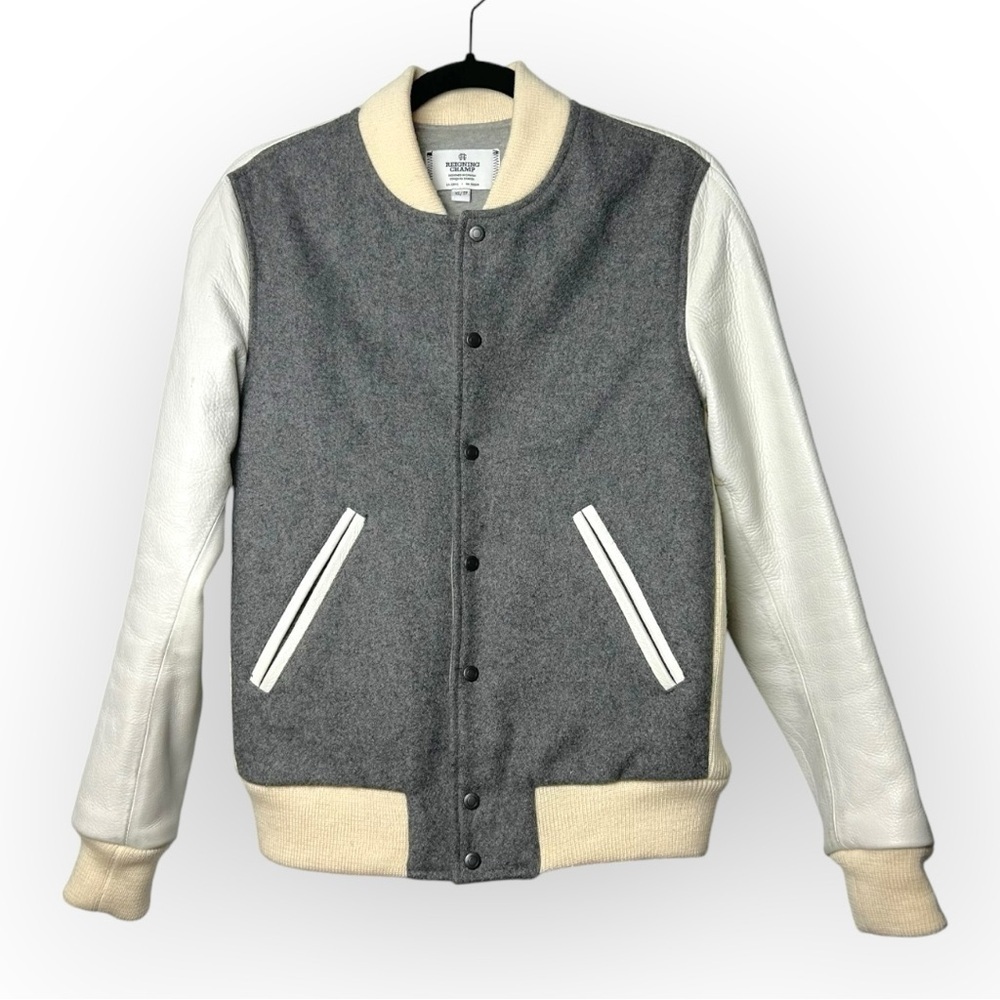 Reigning Champ Grey Melton Wool Varsity Jacket XS